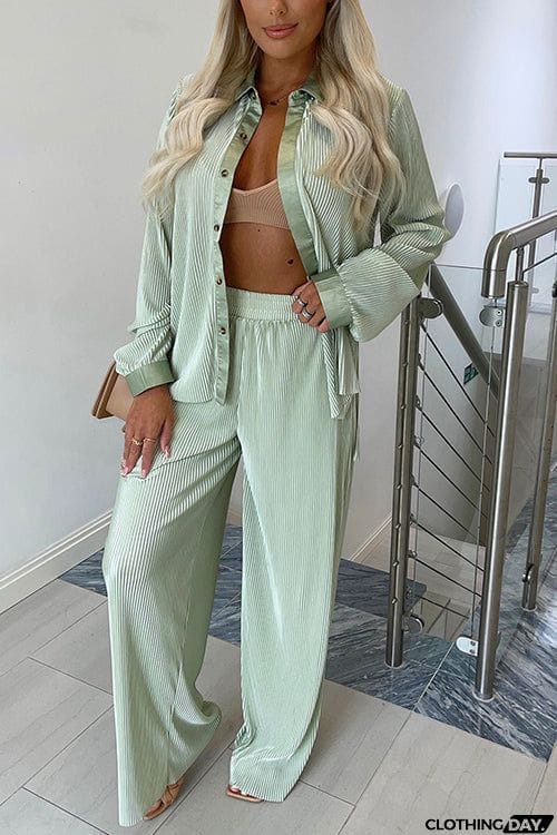 Pleated Oversized Shirt and Trouser Set