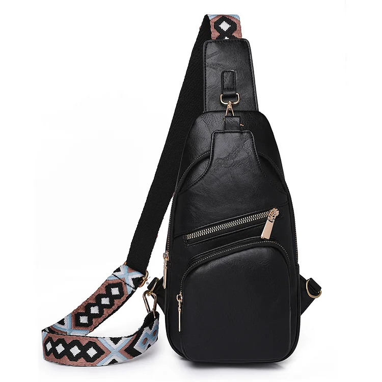 Women All-Match Bag Goes With All Outfits PU Chest Bag Fashion with Multi Pocket