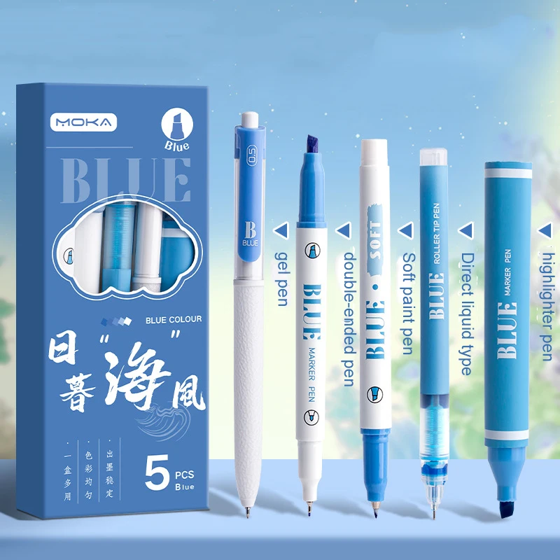 Pel Pen Set - 5 Pcs/set Colorful Highlighter Pen Write Smoothly 