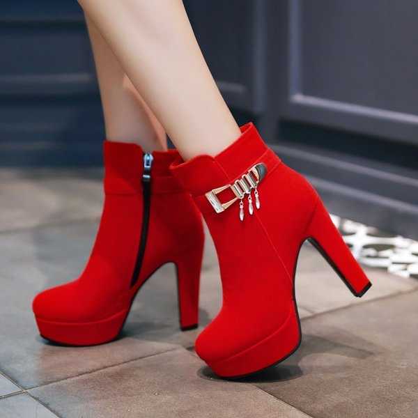 Autumn Winter New Fashion Women Boots High-heeled Martin Boots Thick Heel Boots British Style Women's Shoes - Shop Trendy Women's Clothing | LoverChic