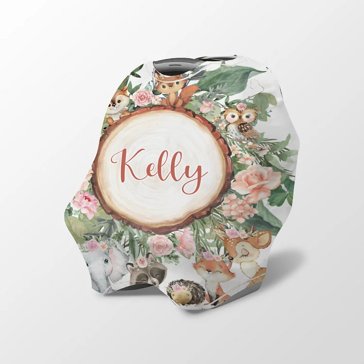 Personalized Tree Ring Zoo Baby Car Seat Canopy| Canopyl225