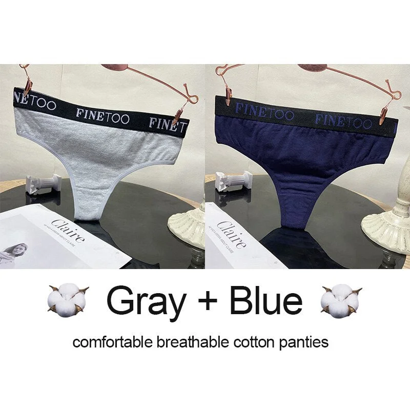 2PCS/Set Cotton Lingerie Women's Underwear Panties Sexy Thong Underpants Female Briefs Intimates G-String Pantys Cotton Panties