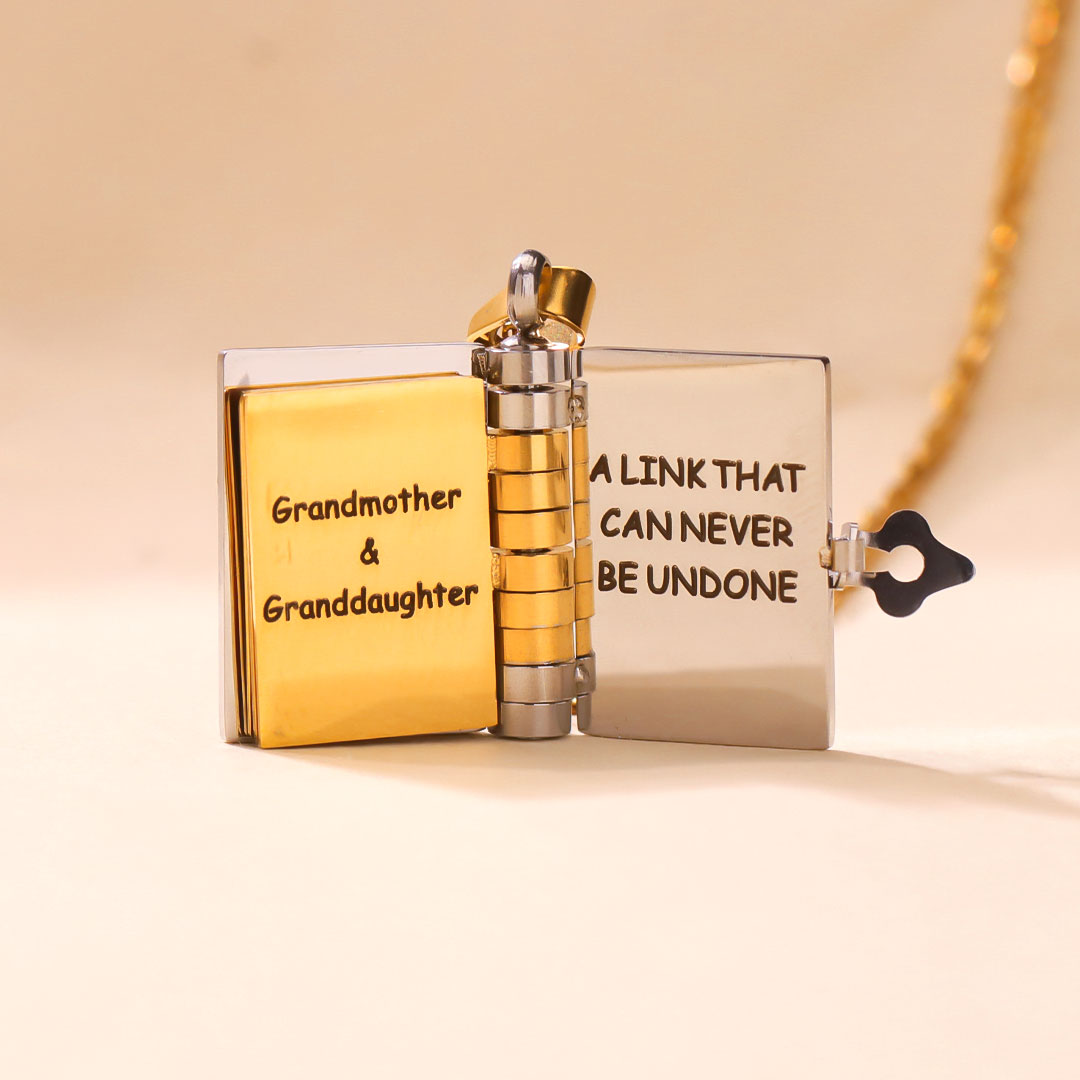 For Granddaughter - A Link That Can Never Be Undone Book Necklace