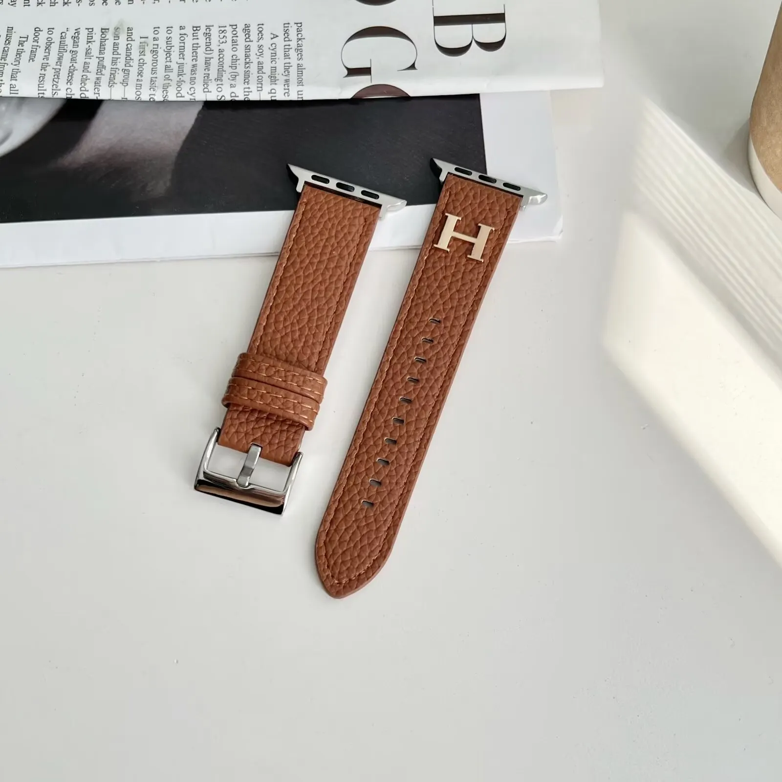 Herm&egrave;s Genuine Leather Apple Watch H-label Replacement Strap iWatch Band