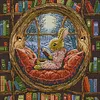 Bunny In Library-14CT Stamped Cross Stitch 36*36cm/14.17*14.17in tapestrymarket
