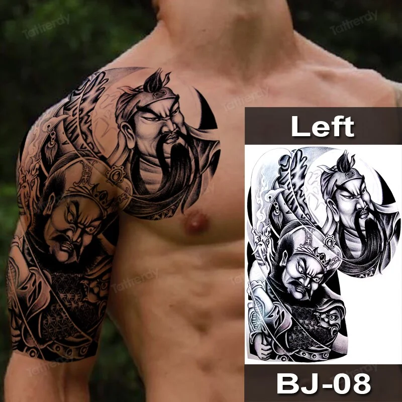 Sdrawing Fox Totem Dragon Waterproof Temporary Tattoos Body Art Arm Shoulder Chest Tattoo Sticker Black Tatouage Men Adult Large