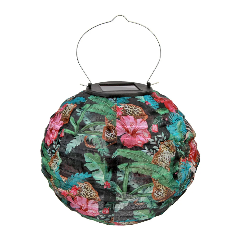 20cm Solar LED Chinese Lantern Light Waterproof Print Hanging Lamp (C)