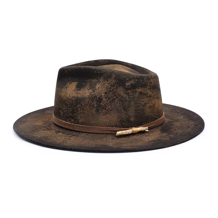 Hats Vintage Fedora Firm Wool Felt Panama Hat Lining Distressed/Burned Handmade P