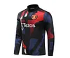 2024/2025 Manchester United Half-Pull Training Suit Red blue and black print Football Shirt 1:1 Thai Quality Set