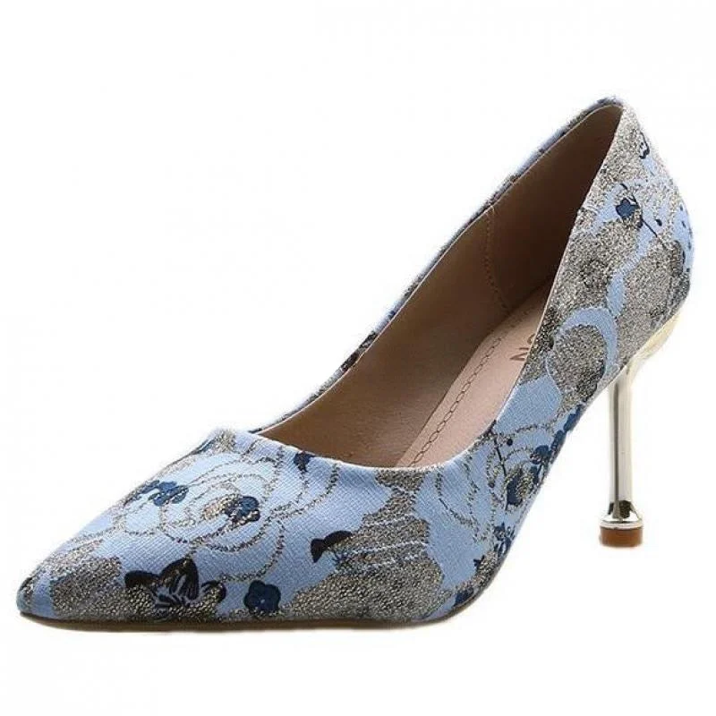 Women Pumps Female Casual Ladies Shoes Fashion Slip On Pointed Toe Party Zapatos De Vestir Mujer Classic Embroidery Flower