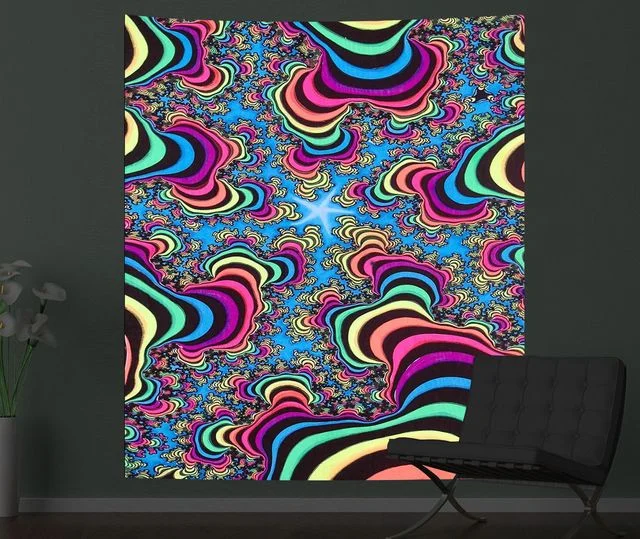 3m*1.8m Fluorescent Tapestry Psychedelic Mushroom Jellyfish Hanging Cloth Home Wall Decoration Glow Under Ultraviolet Light