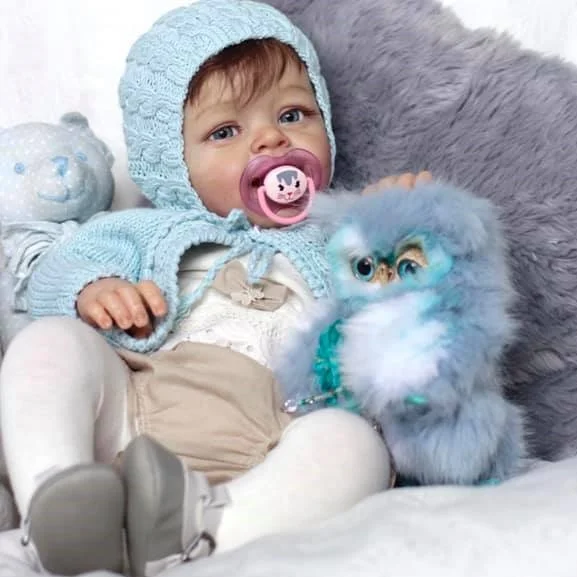  20" Look Real Innocent and Cute Cloth Reborn Boy Toddler Baby Doll Abbiy With Blue Eyes and Blond Hair - Reborndollsshop®-Reborndollsshop®