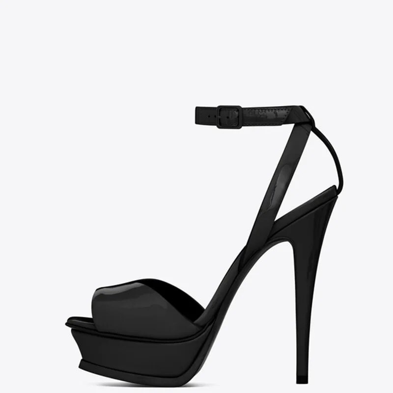 TAAFO Black Platform Stilettos Women Sandals Gladiator Rome Ladies High Heels Dress Ankle Strap Shoes