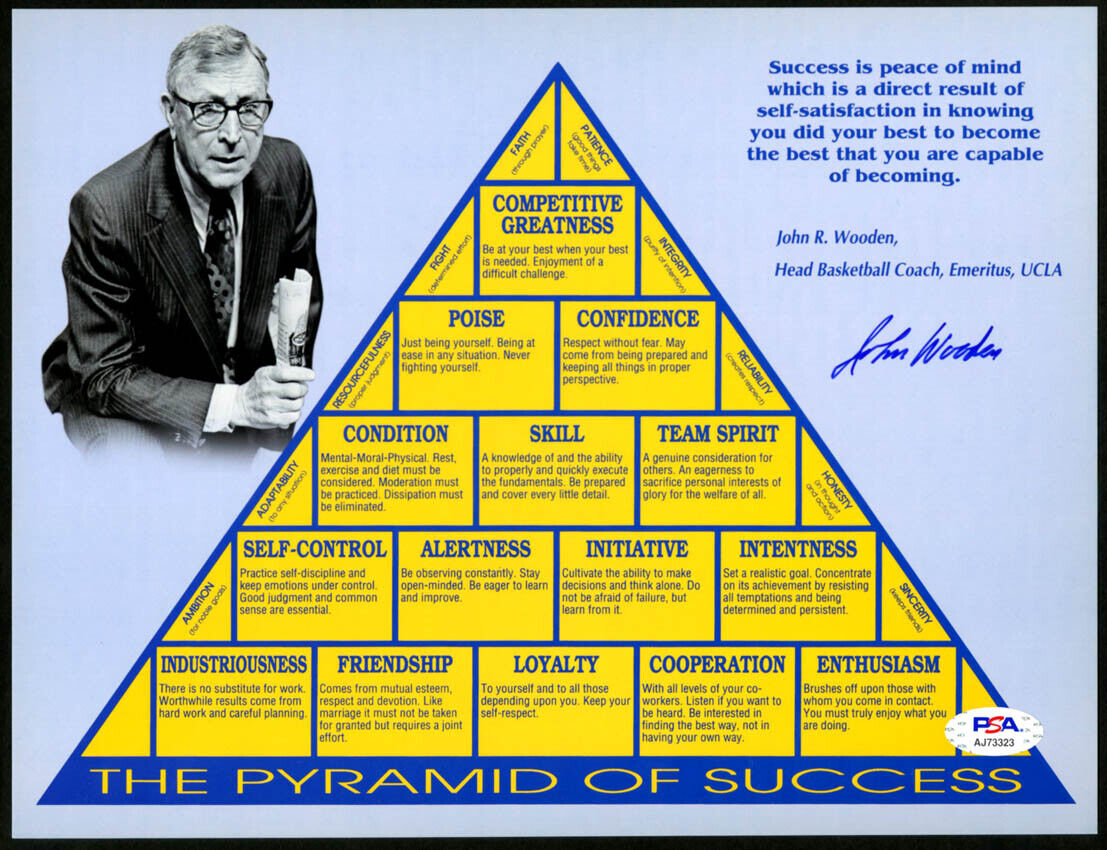 Coach John Wooden SIGNED 8x10 Photo Poster painting Pyramid of Success UCLA PSA/DNA AUTOGRAPHED