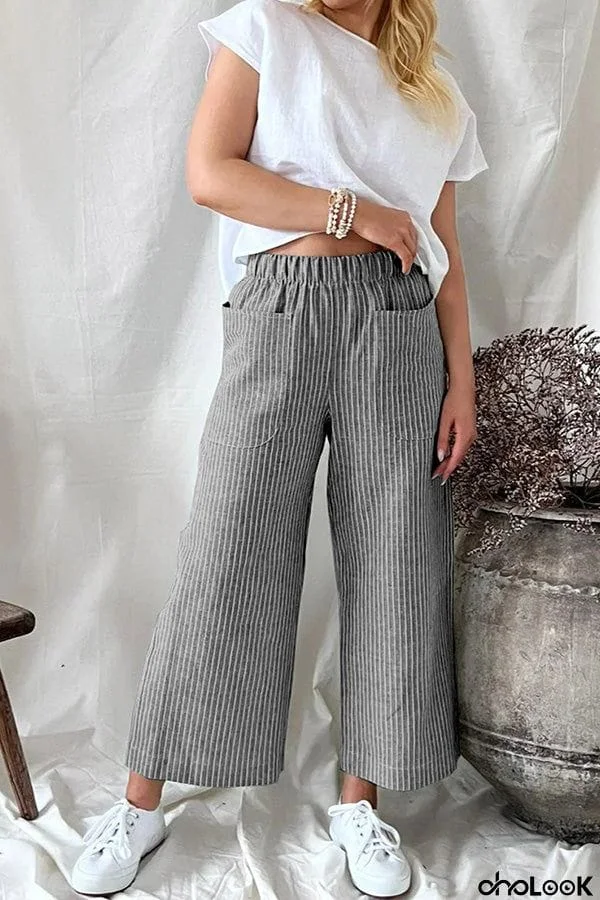Cotton Linen Loose Fashion Casual Straight Leg Pants Women's Clothes