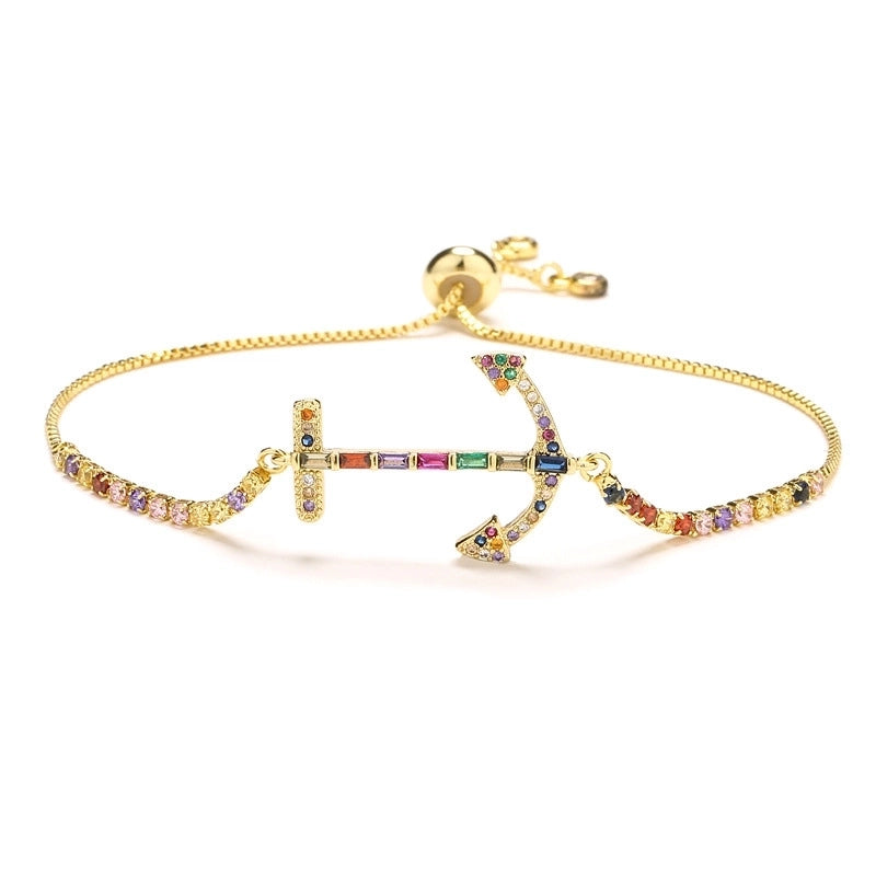 Vintage Style Bow And Arrow Fish Bone Copper Plating Inlay Zircon Bracelets