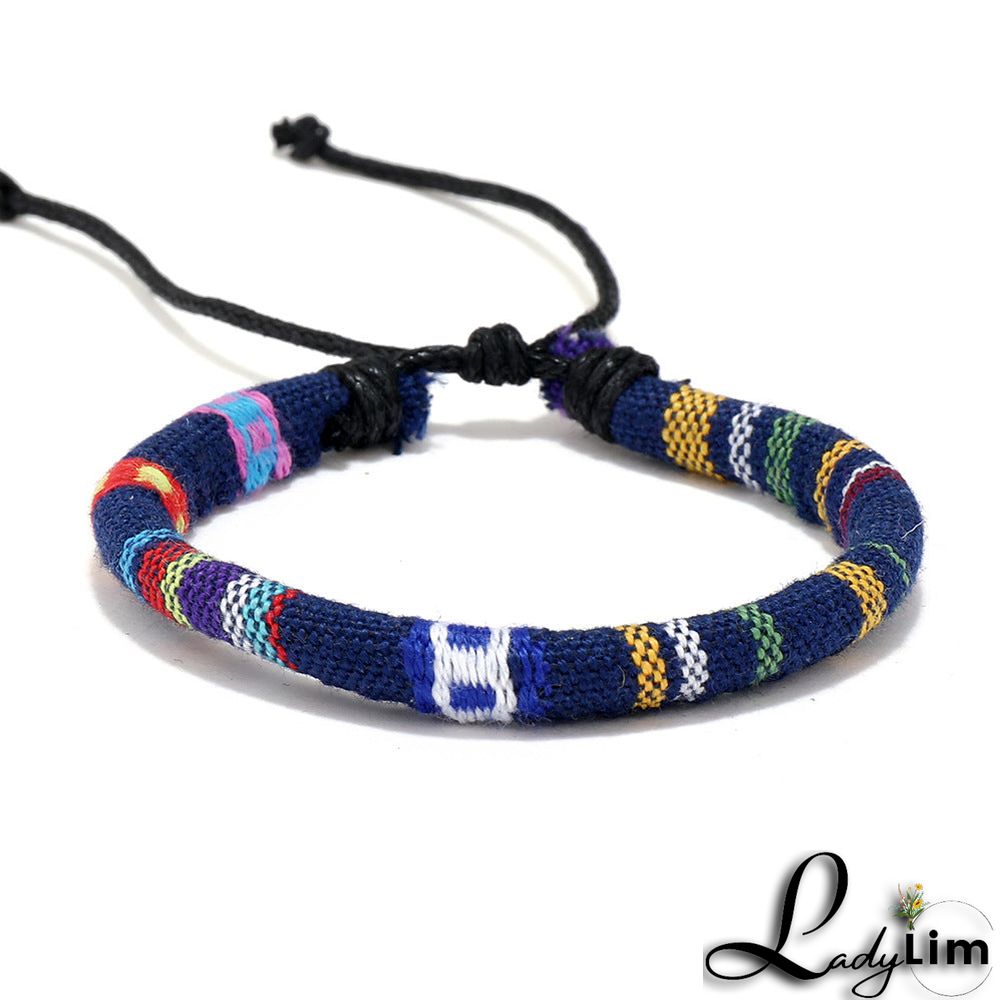 Multicolor Ethnic Style Drawstring Boho Bracelet