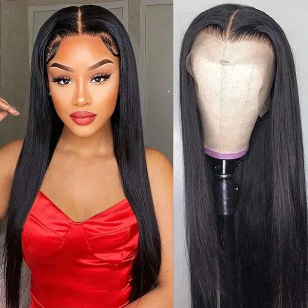 13x4 Straight Lace Front Wig Transparent Lace Wig Pre Plucked With Baby Hair
