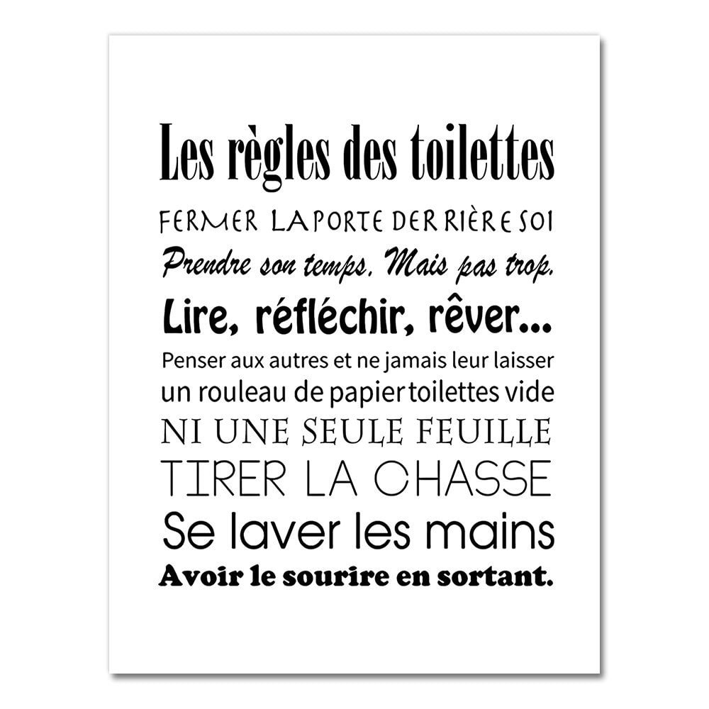 French Toilet Rules Canvas Art Print Poster Home Bathroom Canvas Painting Poster France Wall Art Decor