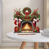Diamond Painting Wooden Red Wreath Stocking Tabletop Ornament Kit