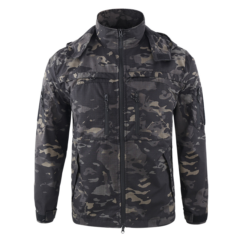 Tactical Jacket Camouflage Windbreaker Hooded Stand Collar Jacket Tactical Jacket Camouflage Windbreaker Hooded Stand Collar Jacket