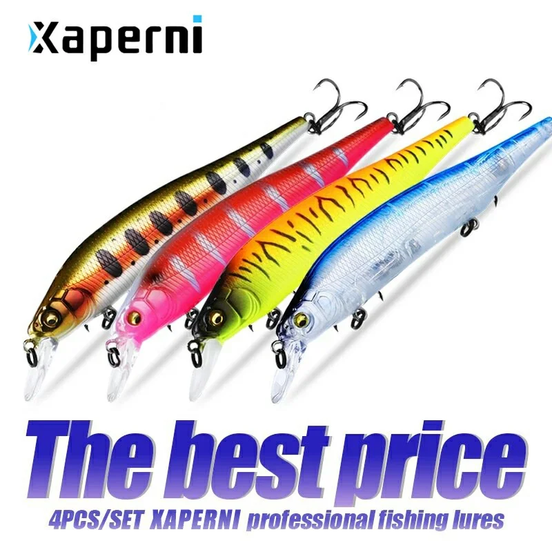Xaperni Hot sales 4pcs/set 115mm 15g dive 1.2m SP Tungsten weight system Top fishing lures minnow crank wobbler quality
