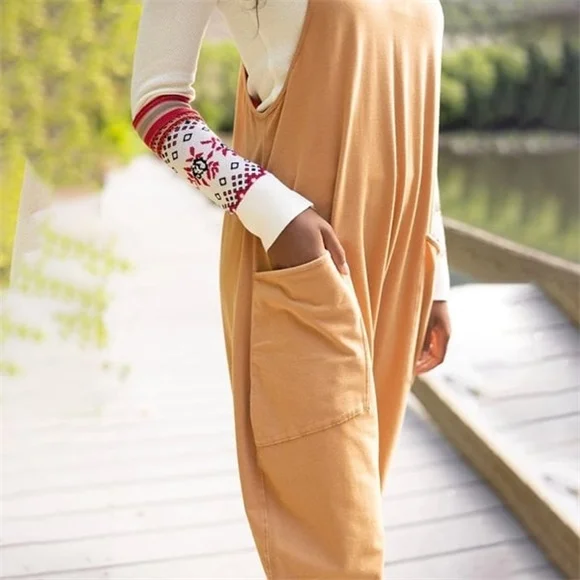 Wide Leg Jumpsuit with Pockets (Buy 2 Free Shipping)