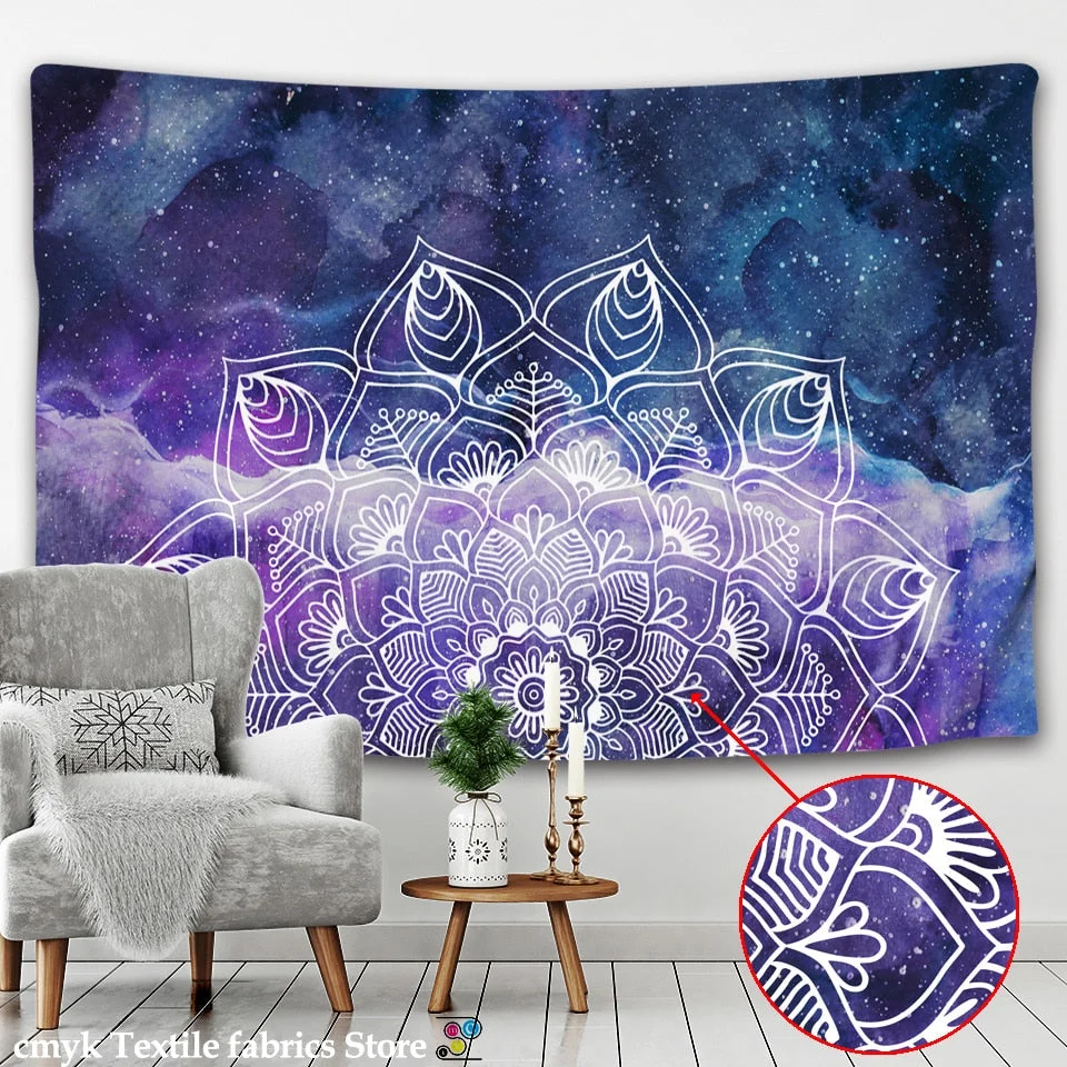 Indian Mandala Tapestry Pearl Elephant Art Wall Hanging Sun And Moon Meditation Chakra Tapestries for Living Room Decor