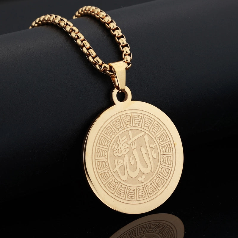 Vintage Style Geometric Muslim Allah 304 Stainless Steel Unisex Pendant Necklace Men Pendant Necklaces4