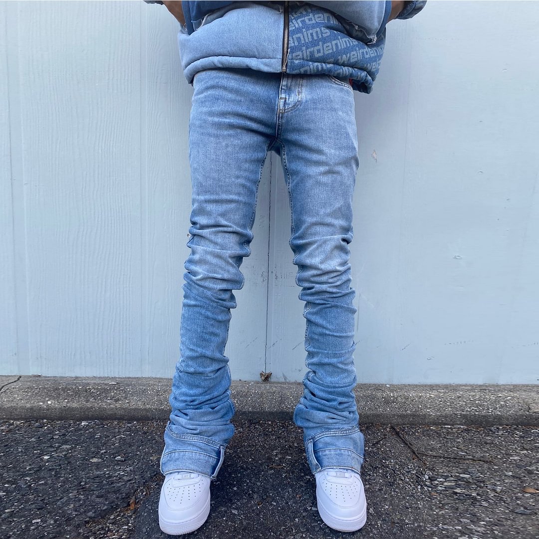Washed Fashion Casual Street Style Denim Design Trousers