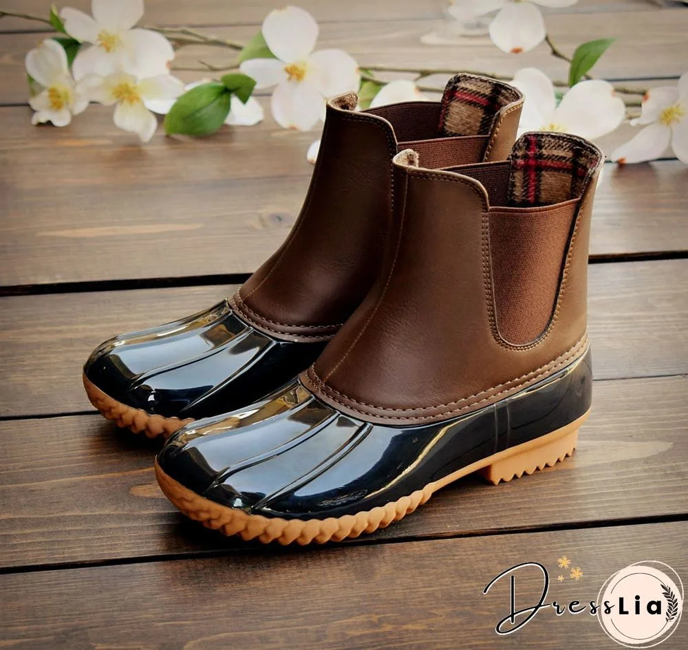 Women Two-Tone Duck Boots