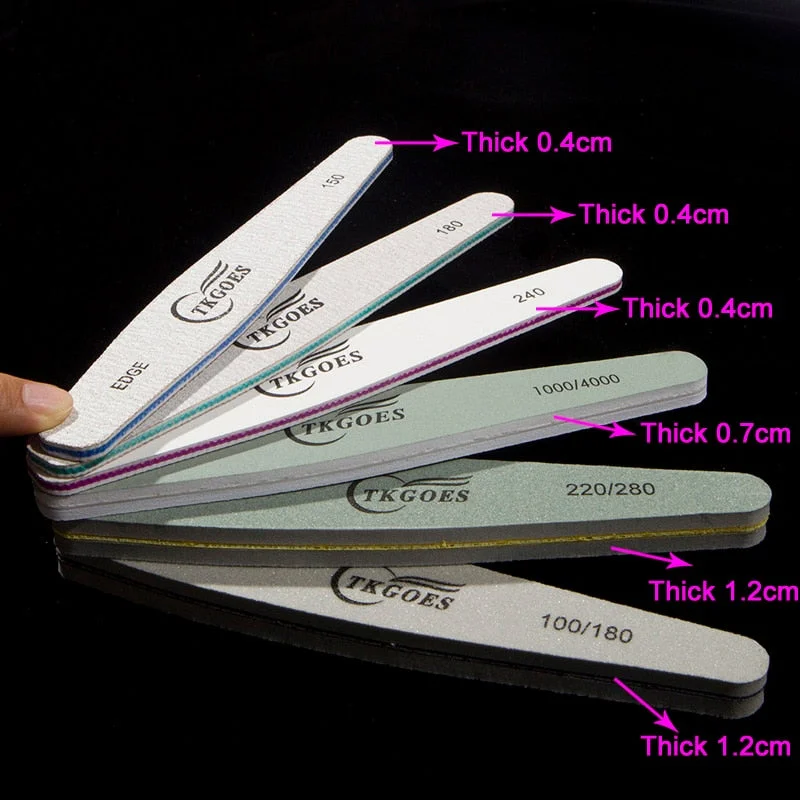 6pcs/set Nail Files Grit 110 150 180 220 240 280 1000 4000 Nail Buffer Slim kit Set 6 styles Available Manicure Pedicure-Nail Inspo