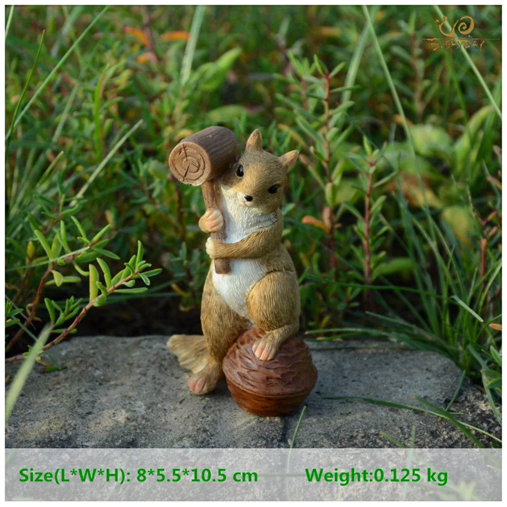 Everyday Collection Squirrel Animal Figurine Miniatures Fairy Garden Ornaments Home Decoration Friends Gift Bonsai Decor
