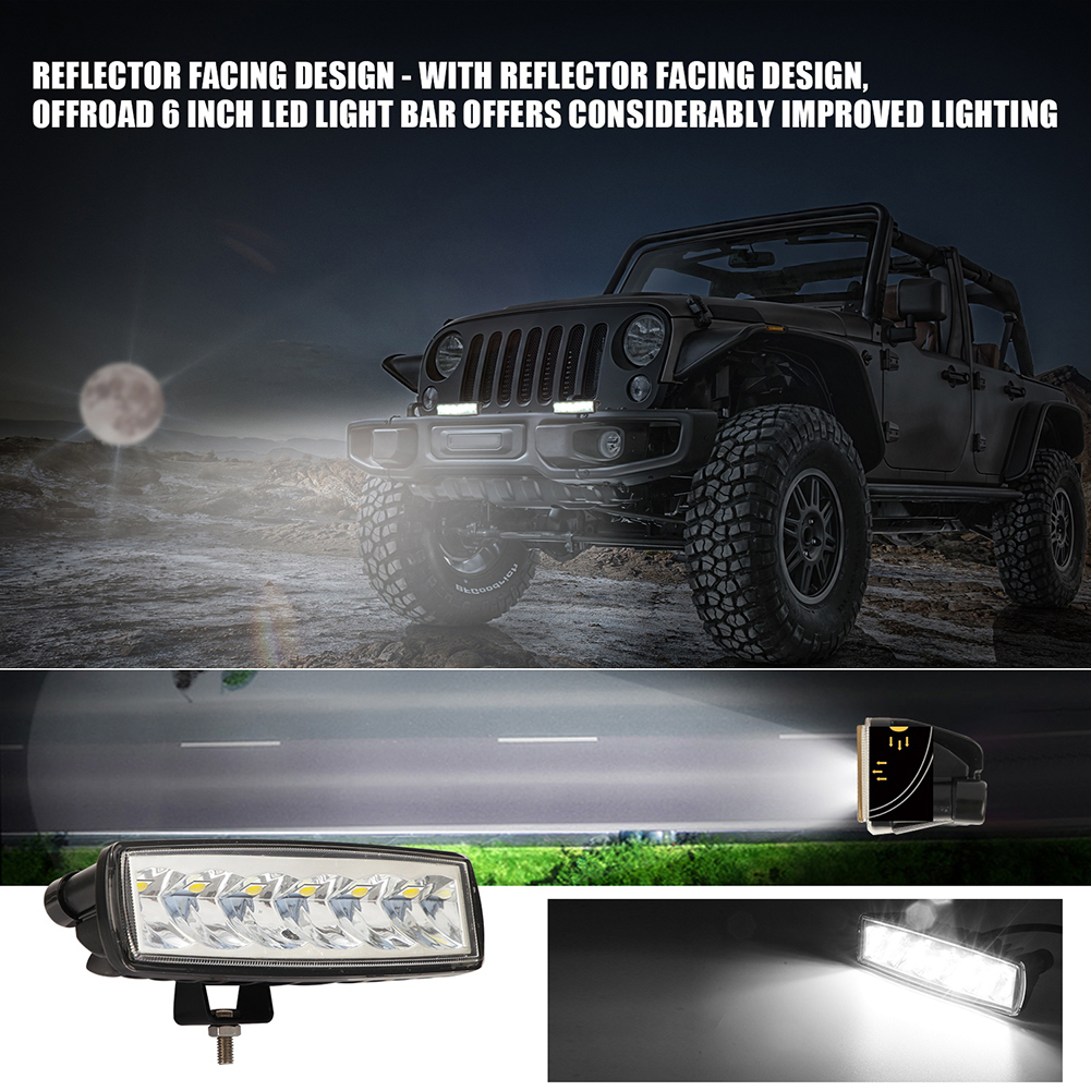 

6 inch LED Offroad Work Light Bar 6000K Reflective Lens Driving Fog Light, 1pcs, 501 Original