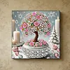 Kit sp&eacute;cial de peinture en forme de grand diamant en forme d&rsquo;arbre &agrave; fleurs avec cadre 9,84x9,84 pouces