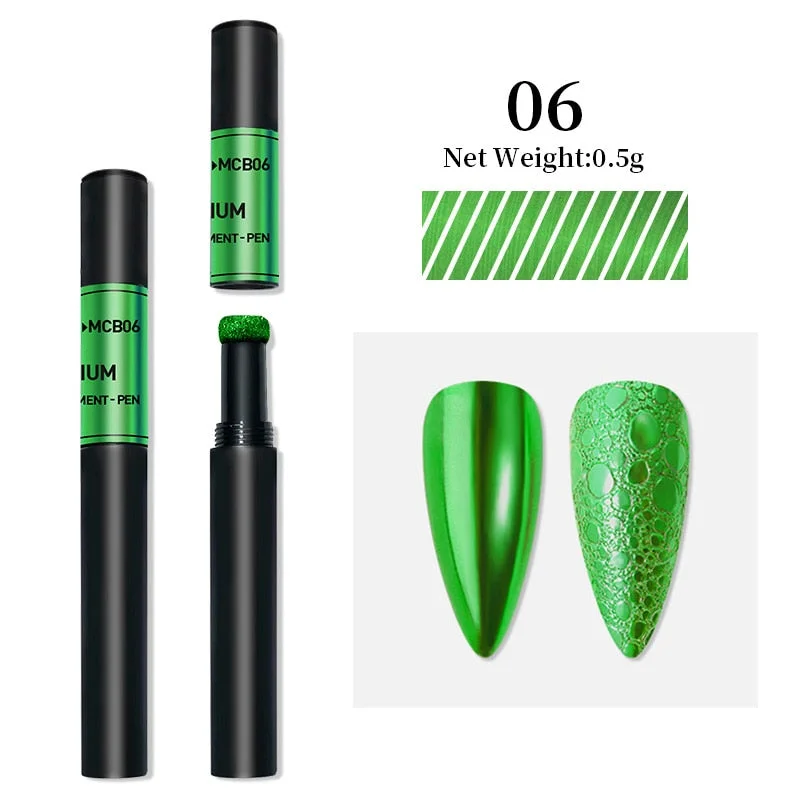 Nail Art Glitter Solid Mirror Powder Air Cushion Magic Pen Effect Chrome Pigment For Decorations UV Gel Polish Dust Accessories-Nail Inspo