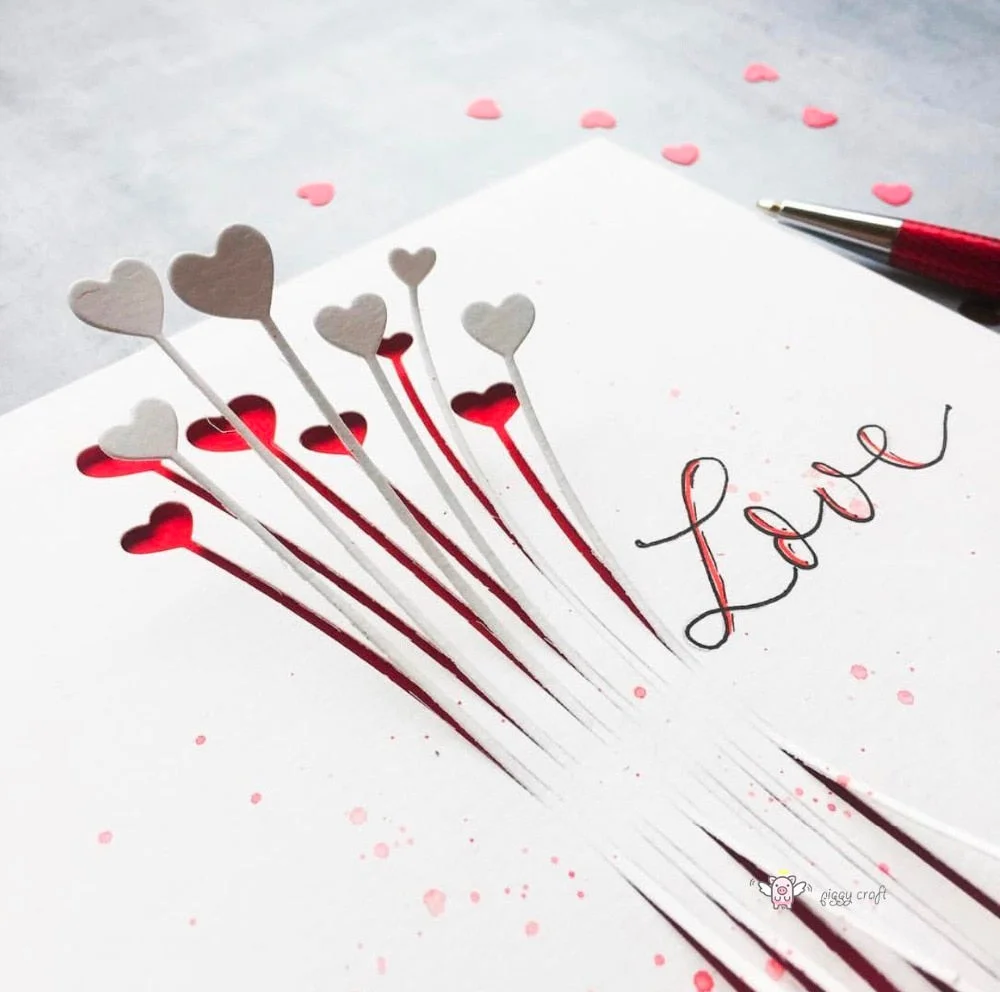 Piggy Craft metal cutting dies cut die mold Heart side decoration Scrapbook paper craft knife mould blade punch stencils dies