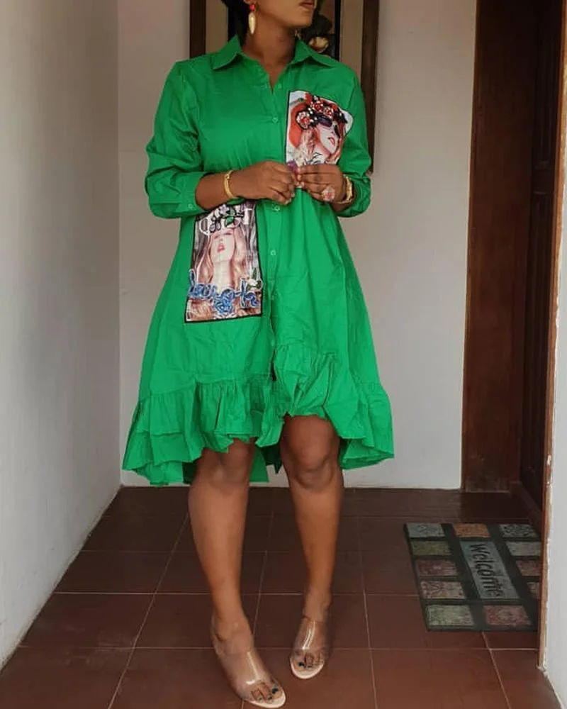 Trendy shirt dress with irregular hem