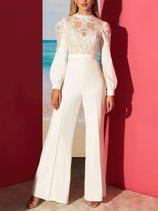 Sequins Lace Jumpsuit Diamond White