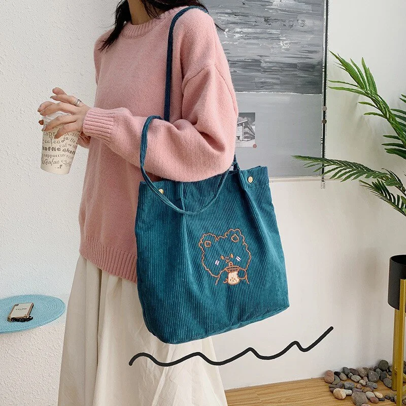 Canvas Bag Women's Japanese Simple Fashion Leisure Bag Single Shoulder Bag Vertical Style Student Large Capacity Handbag