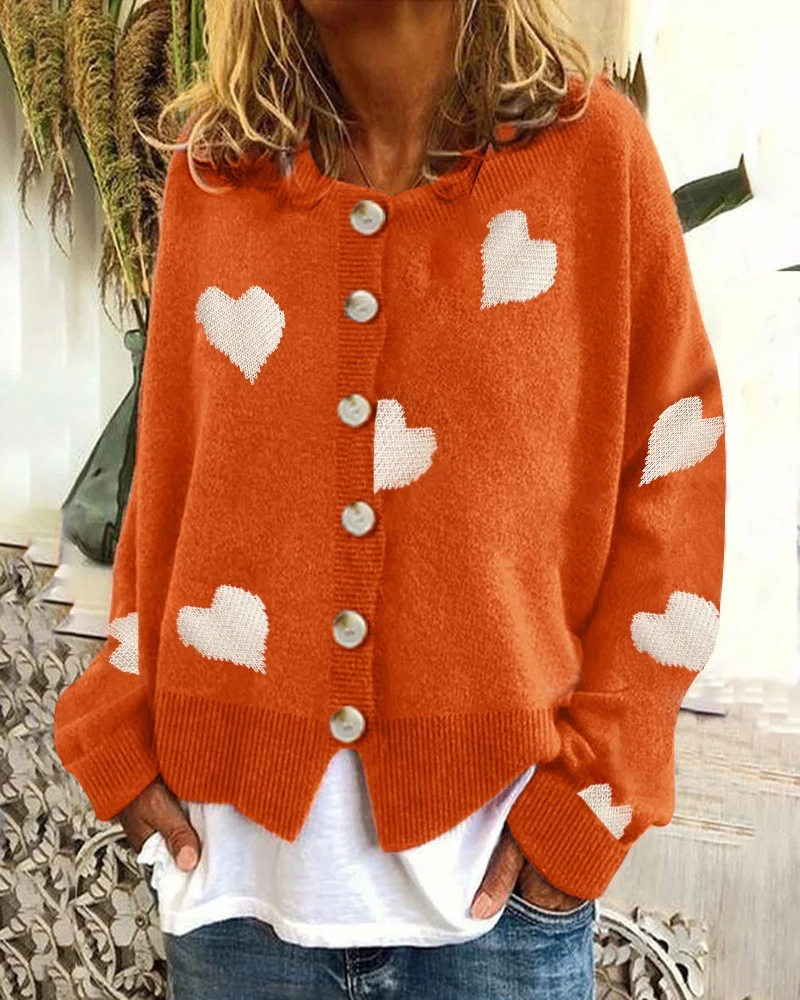 Wongn Wongn And Winter New Women's Sweater Single Breasted Love Sweater Women's Cardigan