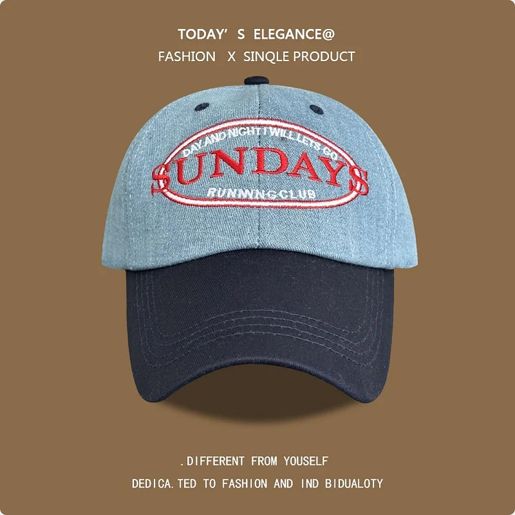 Denim Color Matching Soft Top Letter Embroidered Baseball Hat Dome Female Star Same Product Casual Peaked Cap Men