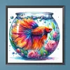 Aquarium et betta-peinture diamant ronde compl&egrave;te-40*40cm