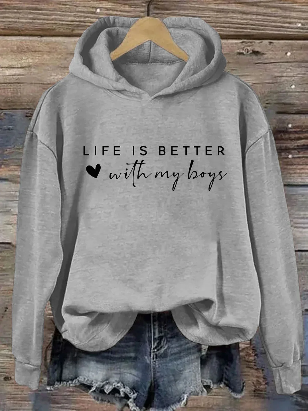 Life is Better With My Boys Print Hoodie
