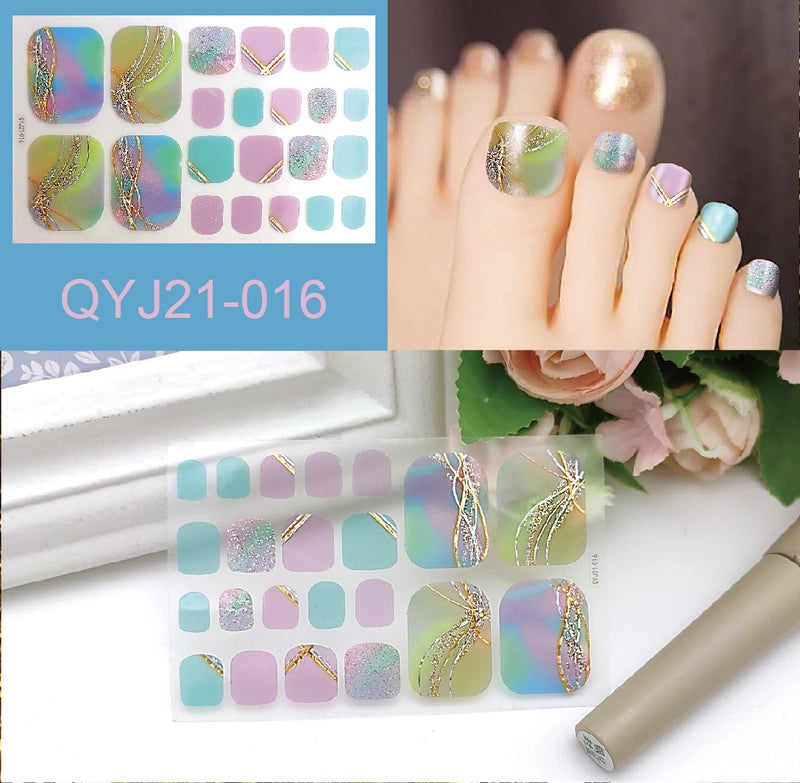 Explosions Foot Nail Stickers Summer Toenail Stickers Bronzing Imitation Diamond Nail Stickers Waterproof Foot Stickers