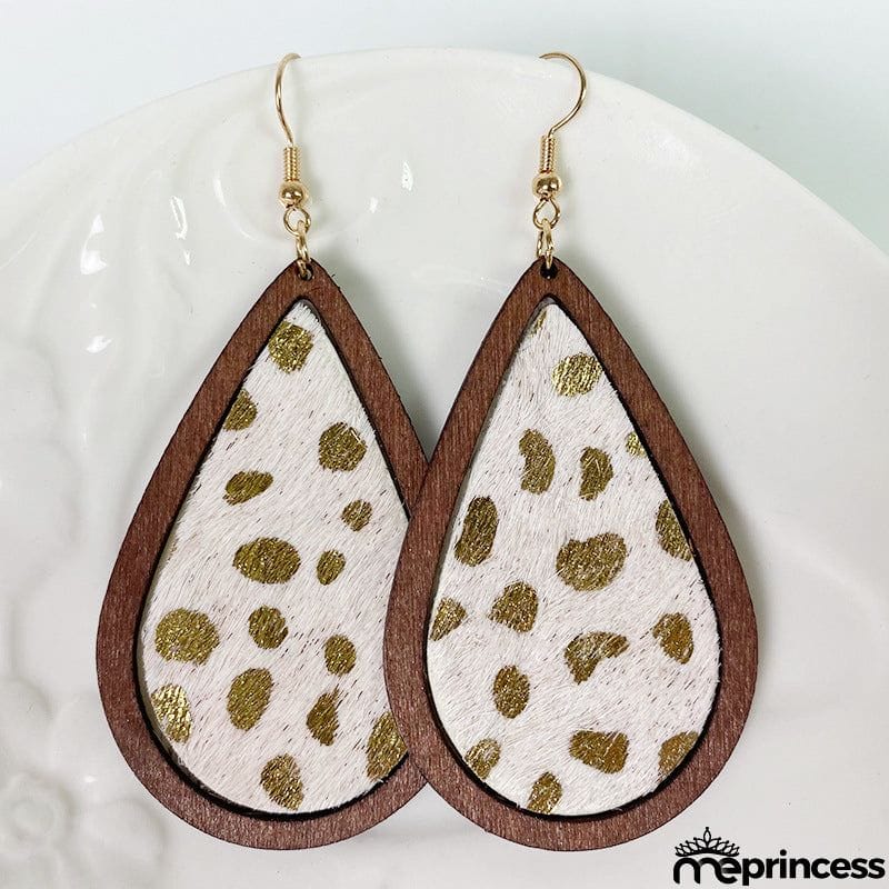 Teardrop Shape Wooden Dangle Earrings