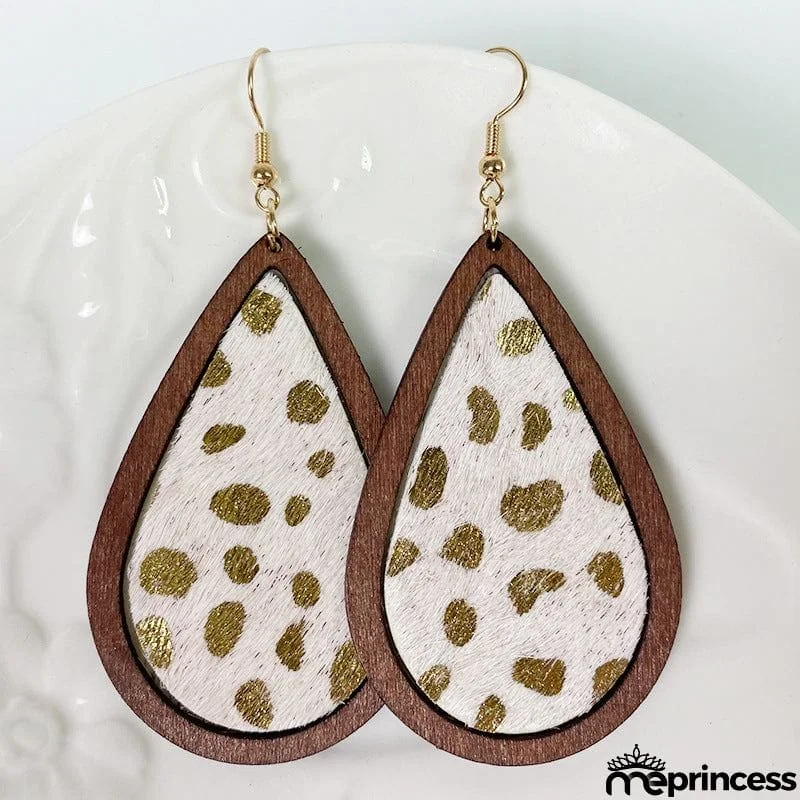 Teardrop Shape Wooden Dangle Earrings