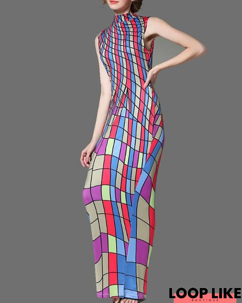 Women's Shift Dress Maxi Long Dress Sleeveless Print Spring Summer Formal Multicolor_1