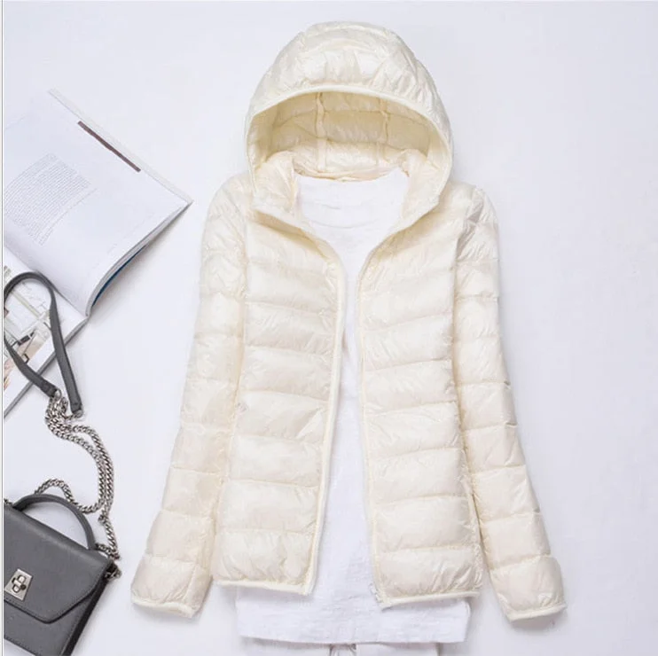 Winter Down Jacket Women Warm Long Sleeve Ultralight Parka Coat Casual Windbreaker Hooded Duck Down Jacket Outwear Plus Size