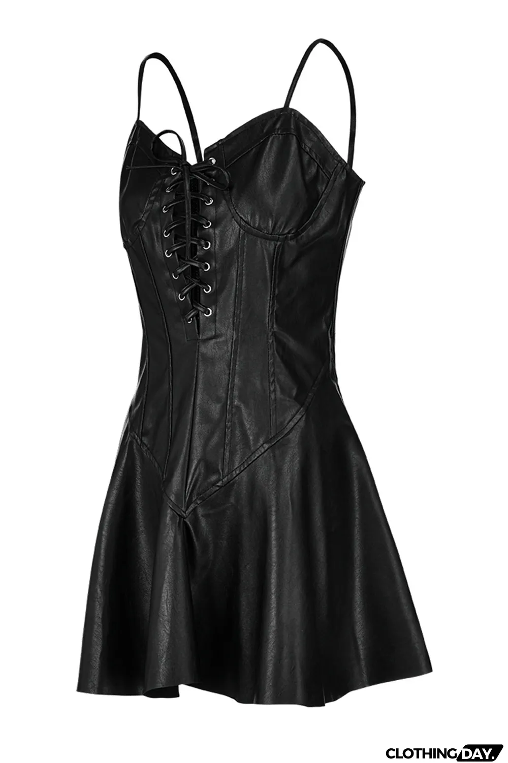 Black Fashion Sexy Solid Strap Design Square Collar Sling Dress